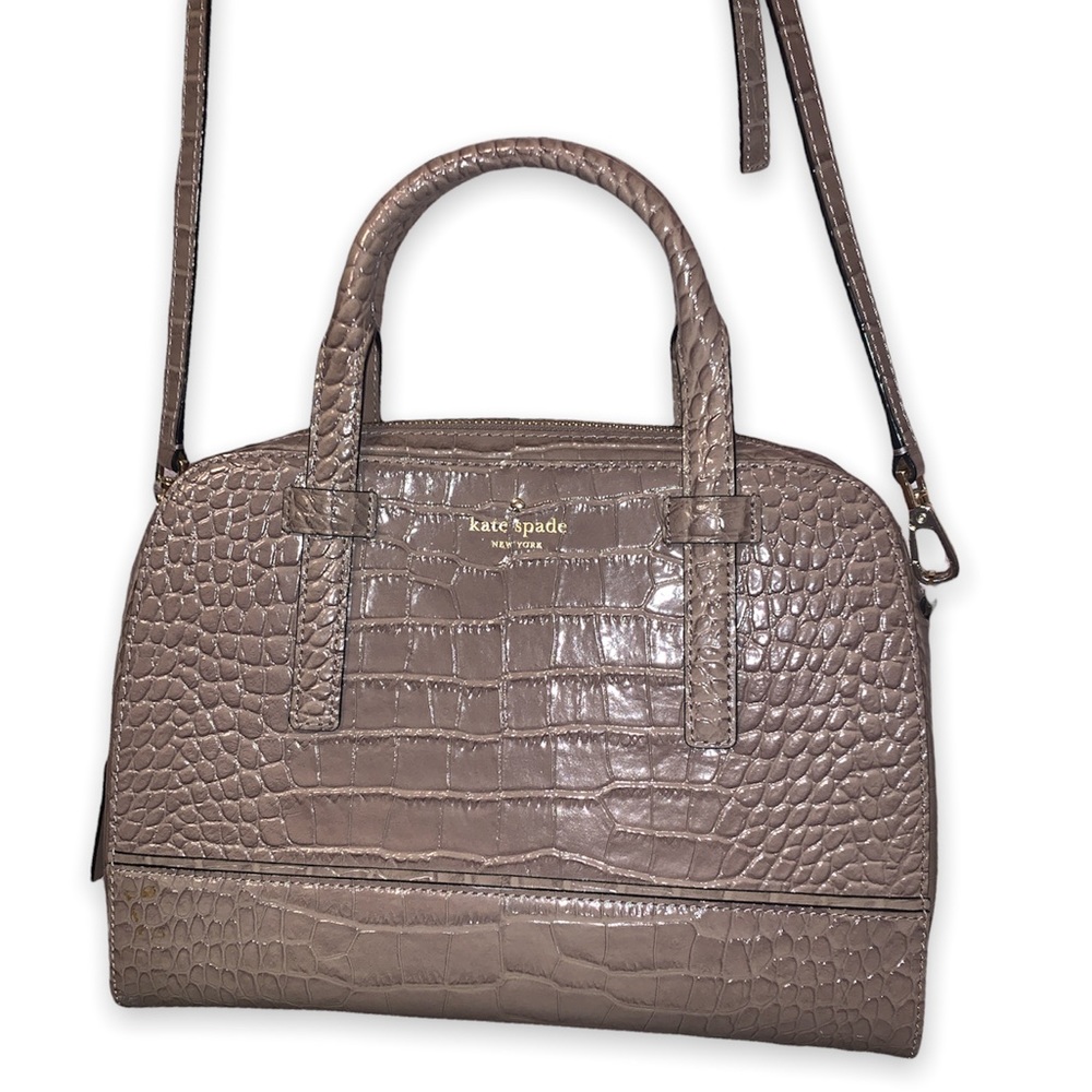 KATE SPADE Crossbody Riverside Street Exotic Small Porcini Leather Satchel NWOT